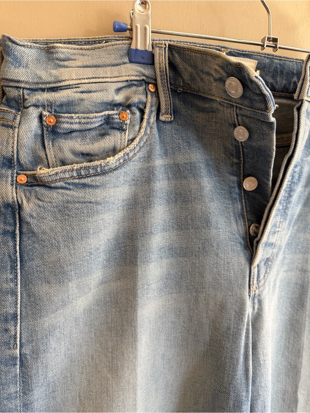 MOTHER Light Blue Wide-Leg High-Rise Jeans - Picture 6 of 7